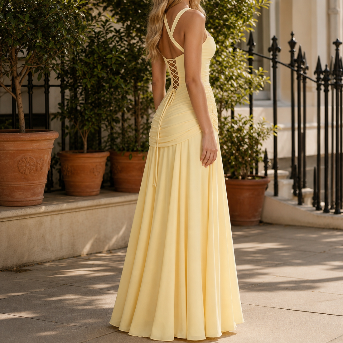 Rhea Ruched Maxi Dress - Lead Alternate View