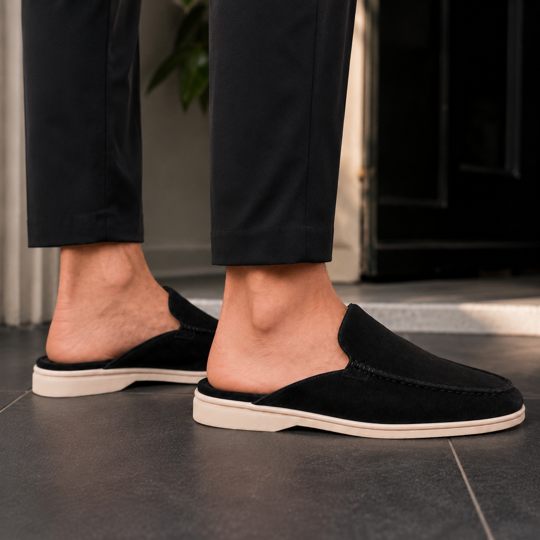 Ruggeri Suede Mule Loafers - Lead Alternate View