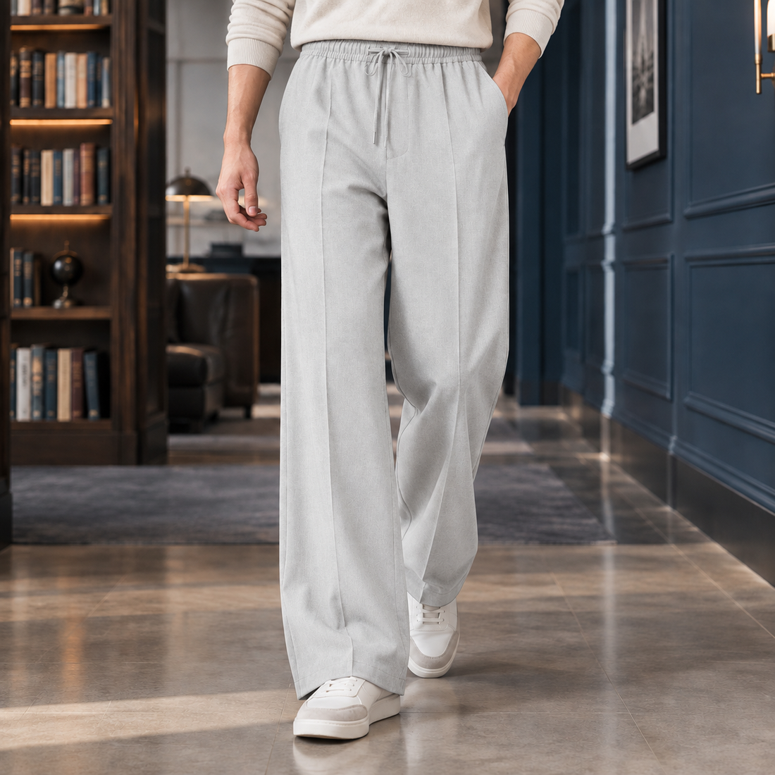Blaise Wide Leg Pants - Light Gray