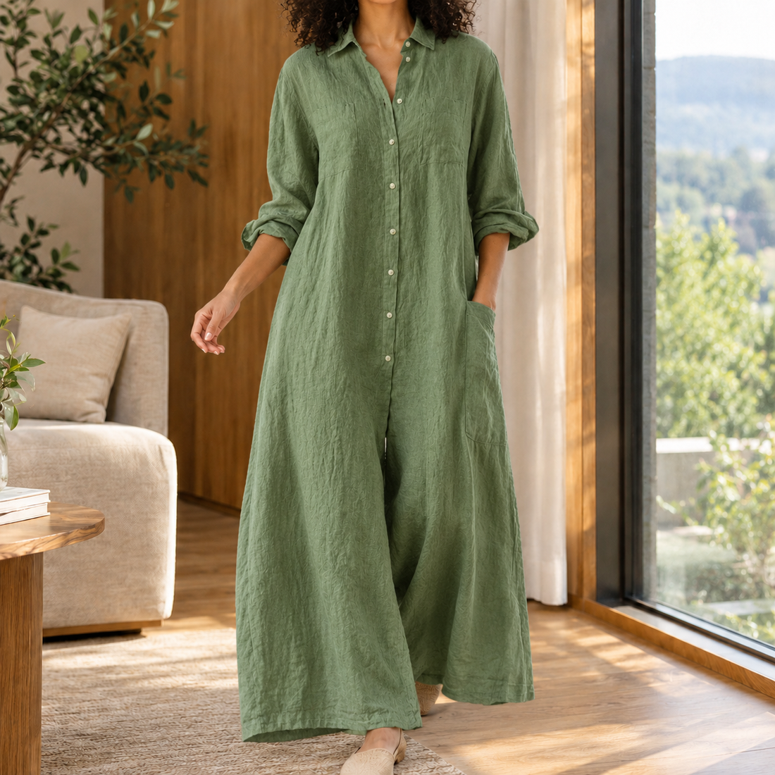 Avaline Wide Leg Jumpsuit - Green
