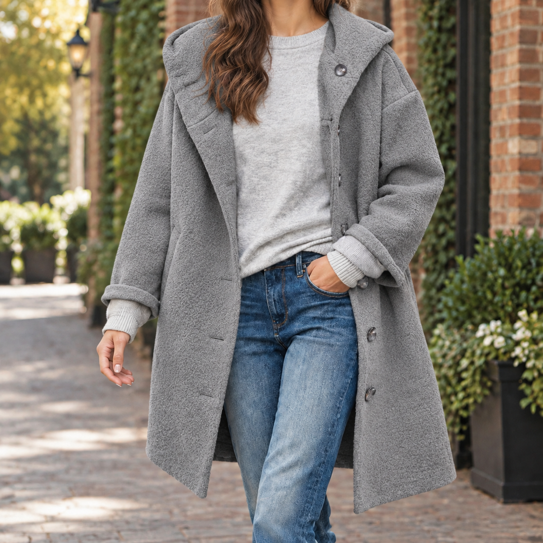 Anouska Hooded Coat - Gray