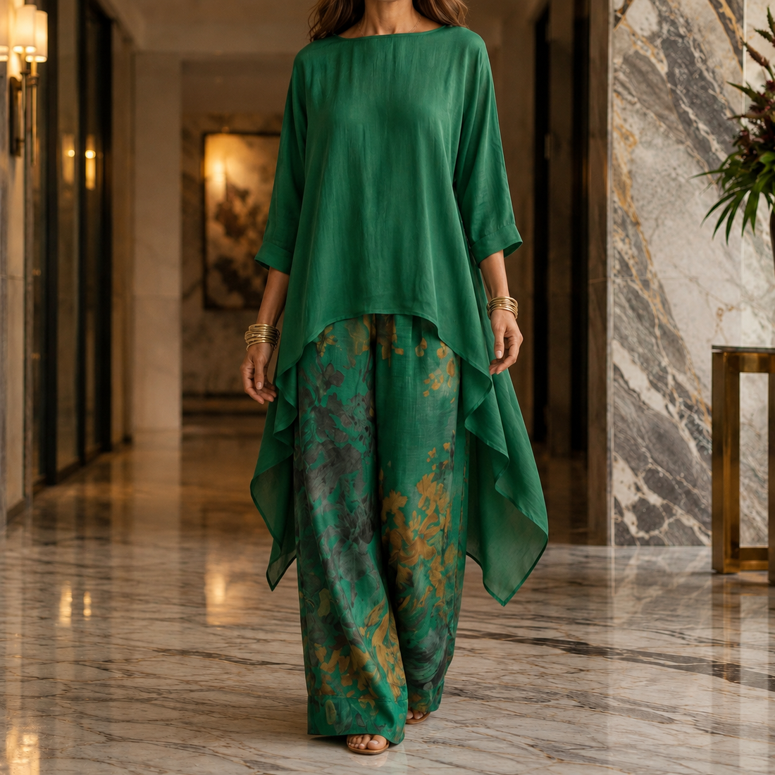 Serena-Claire Flowing Set - Green
