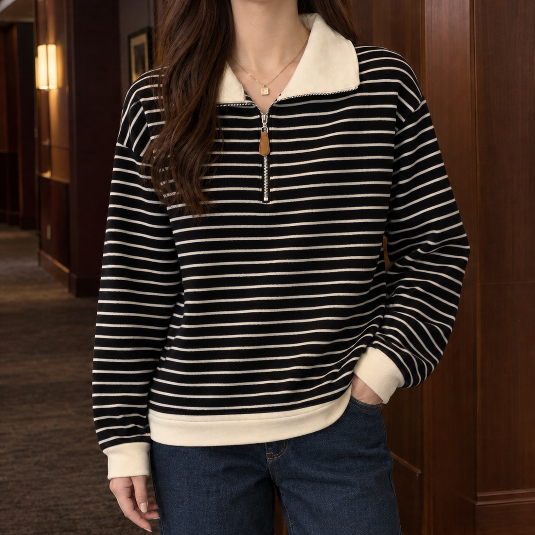 Stacey-Lane Striped Top - Black