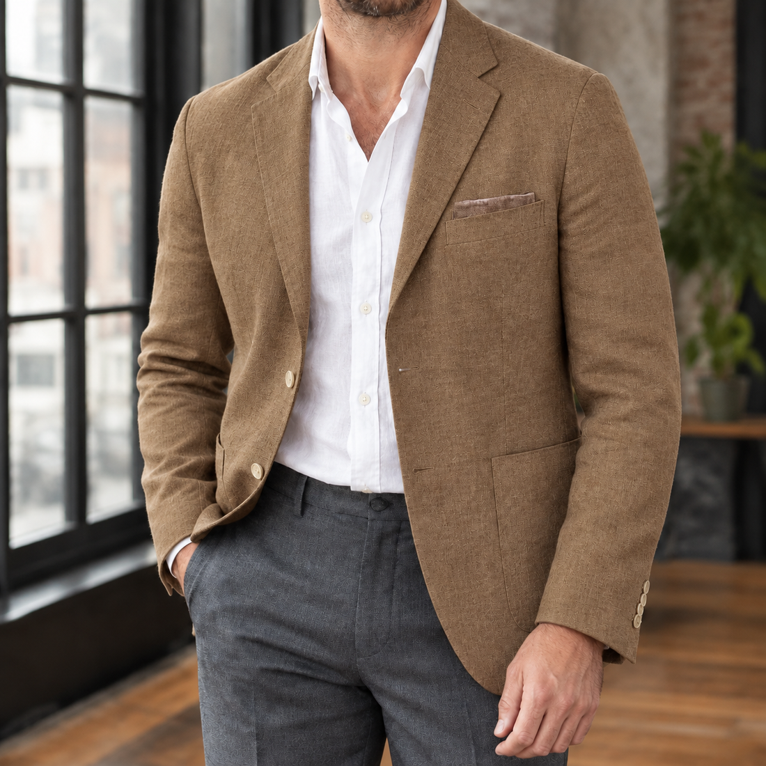 Armand Unstructured Blazer - Brown