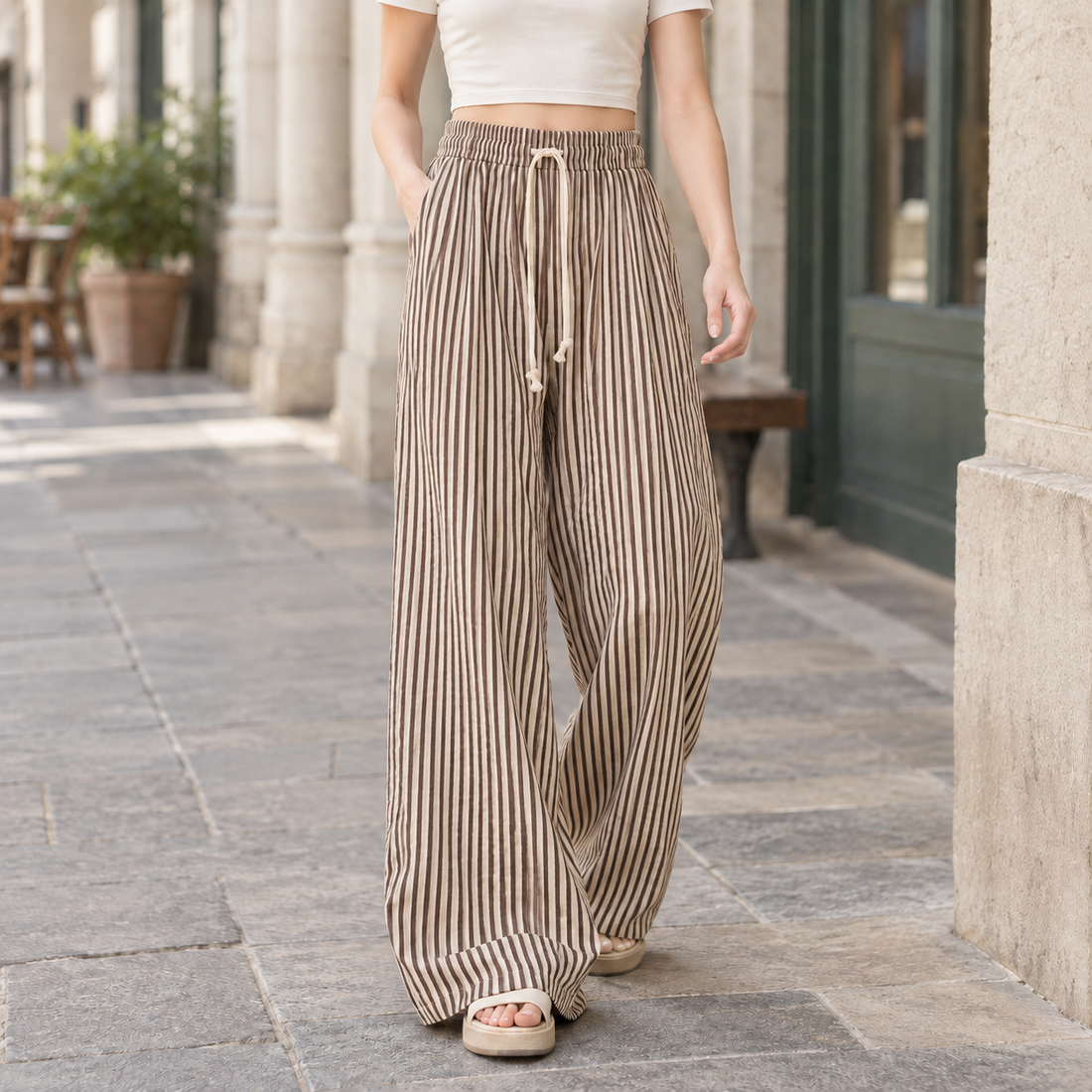 Angelique-Jane Wide Leg Pants - Coffee