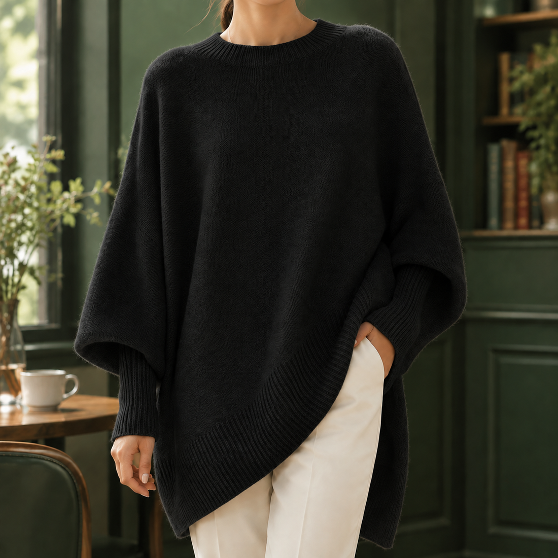 Audrina Crew Neck Sweater - Black