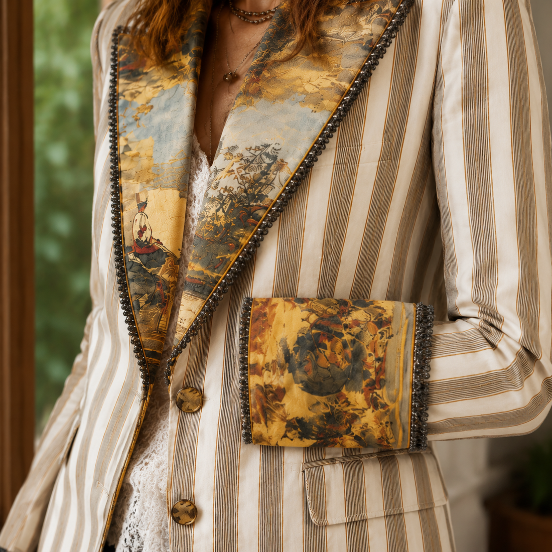 Hallie Printed Lapel Blazer - Lead Product Detail