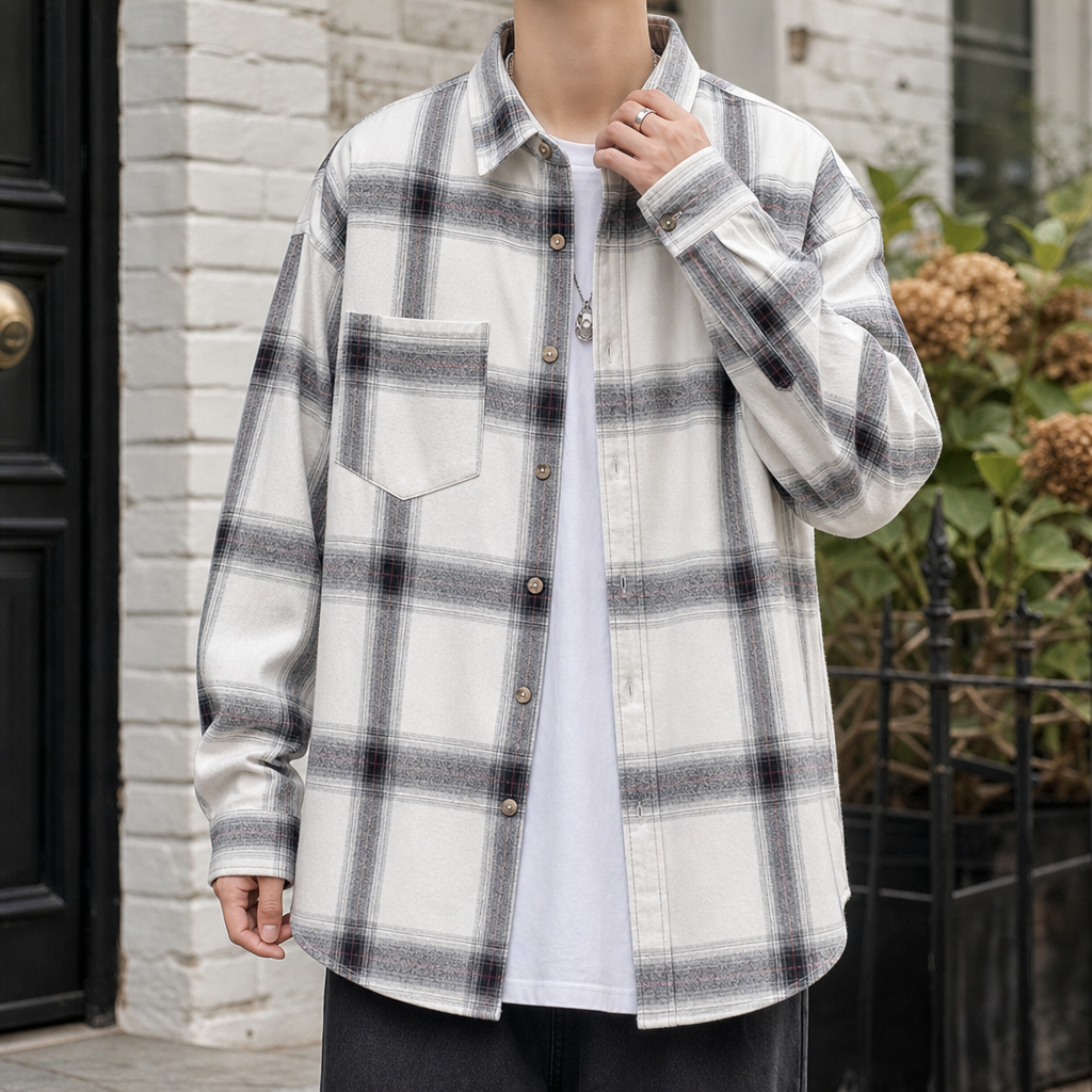 Reinhold Plaid Overshirt - White Plaid
