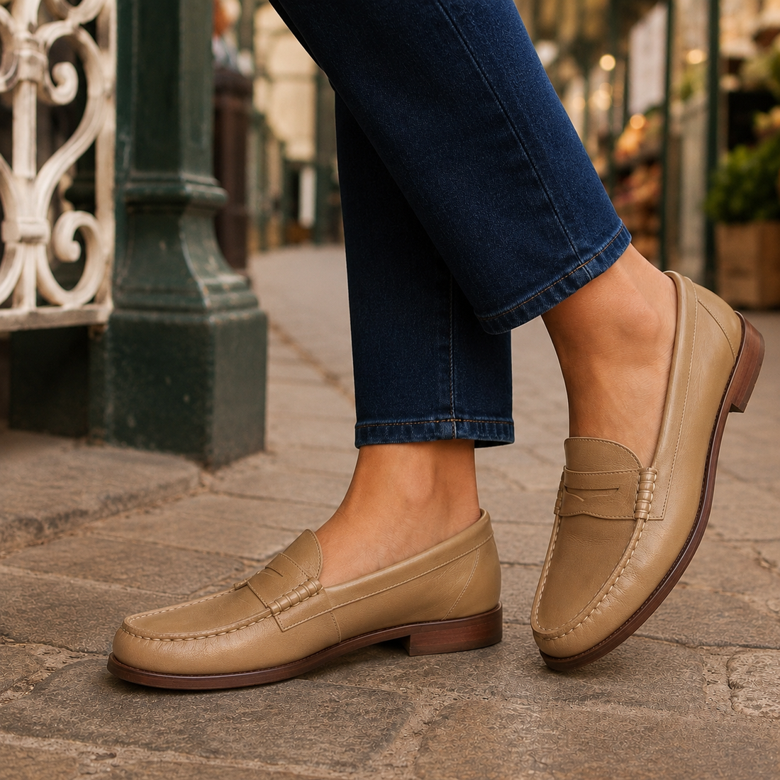 Carlotti Leather Loafers - Khaki