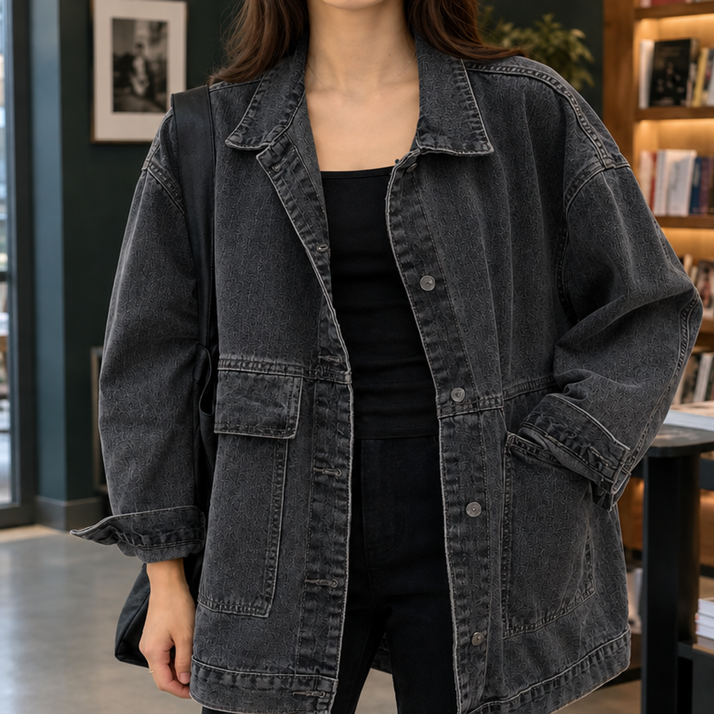 Rachel-Skye Denim Jacket - Black Gray