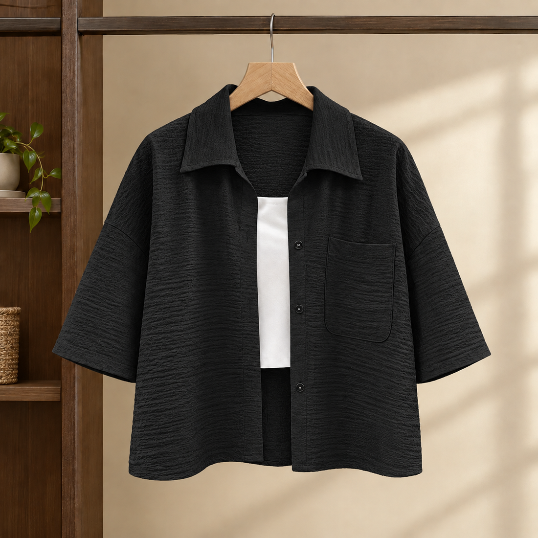 Gwendolen Crinkle Shirt - Black