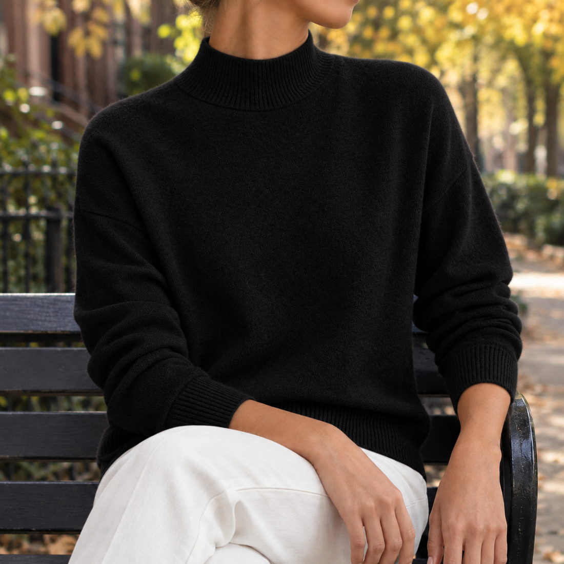 Melisande-Eve Half Turtleneck Sweater - Black