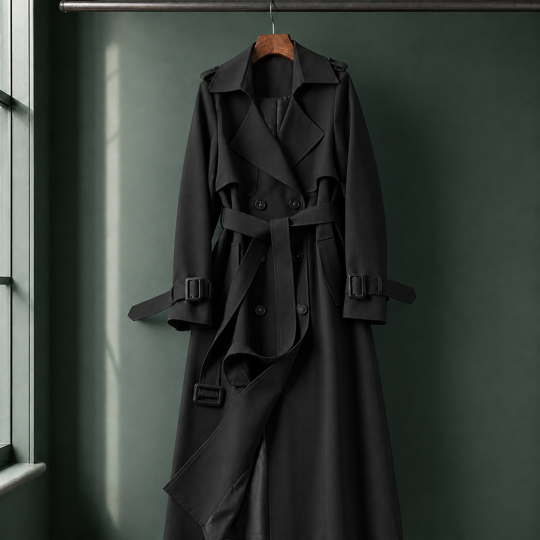 Azalea Belted Overcoat - Black