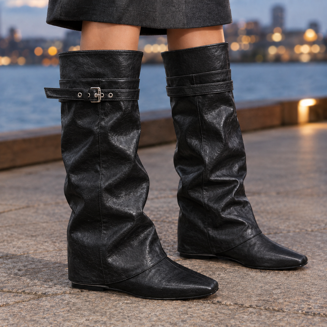 Positano Buckle Boots - Black