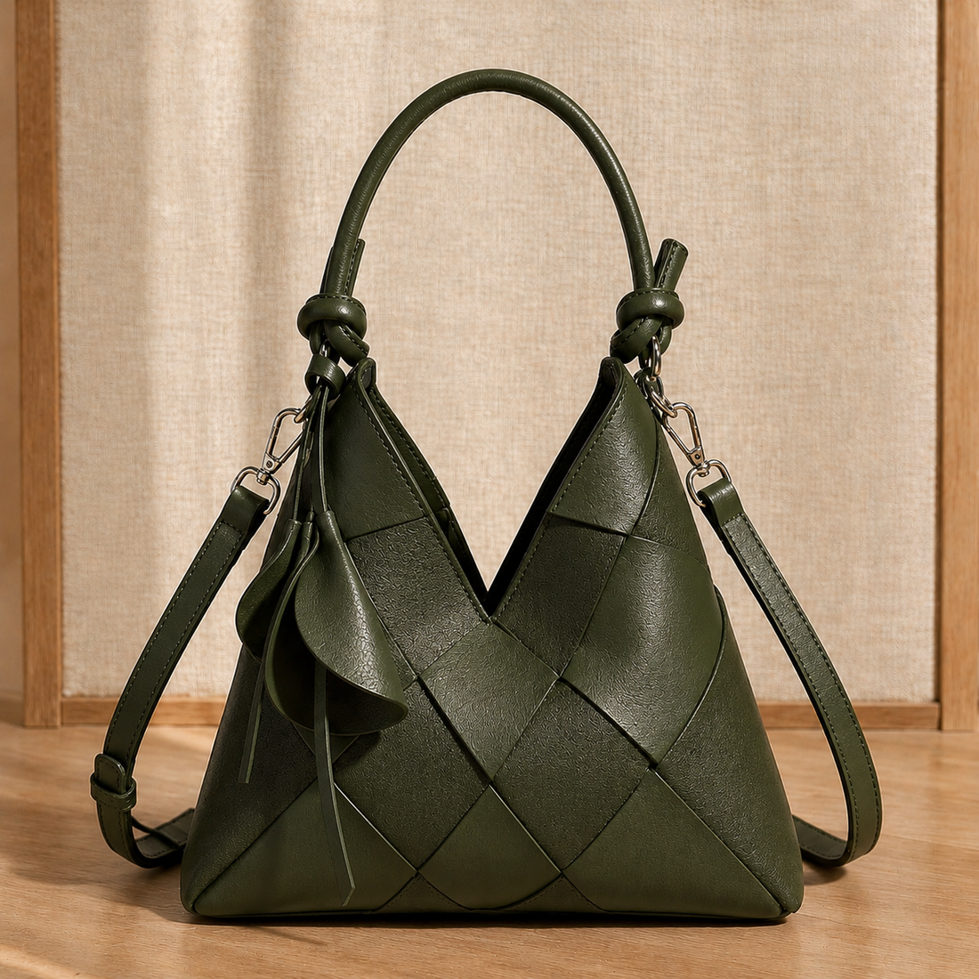 Piras Woven Shoulder Bag - Forest Green