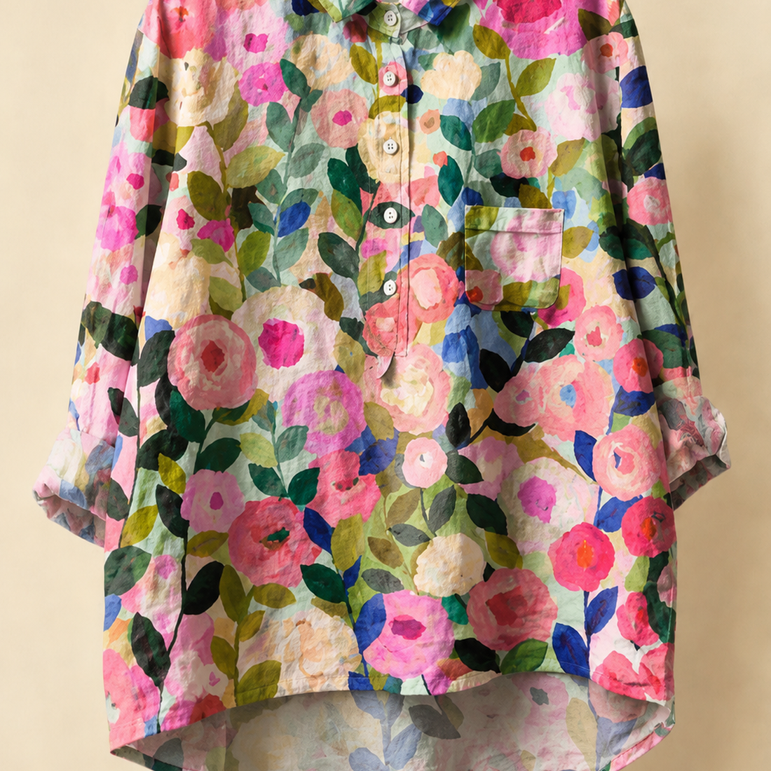 Lucia-Sage Vintage Blouse - Pink Multicolour Floral