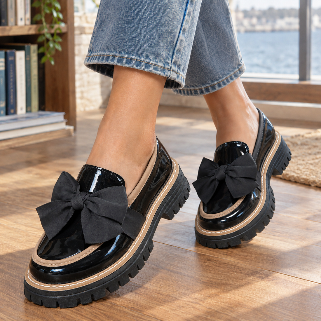 Fornari Bow Loafers - Black