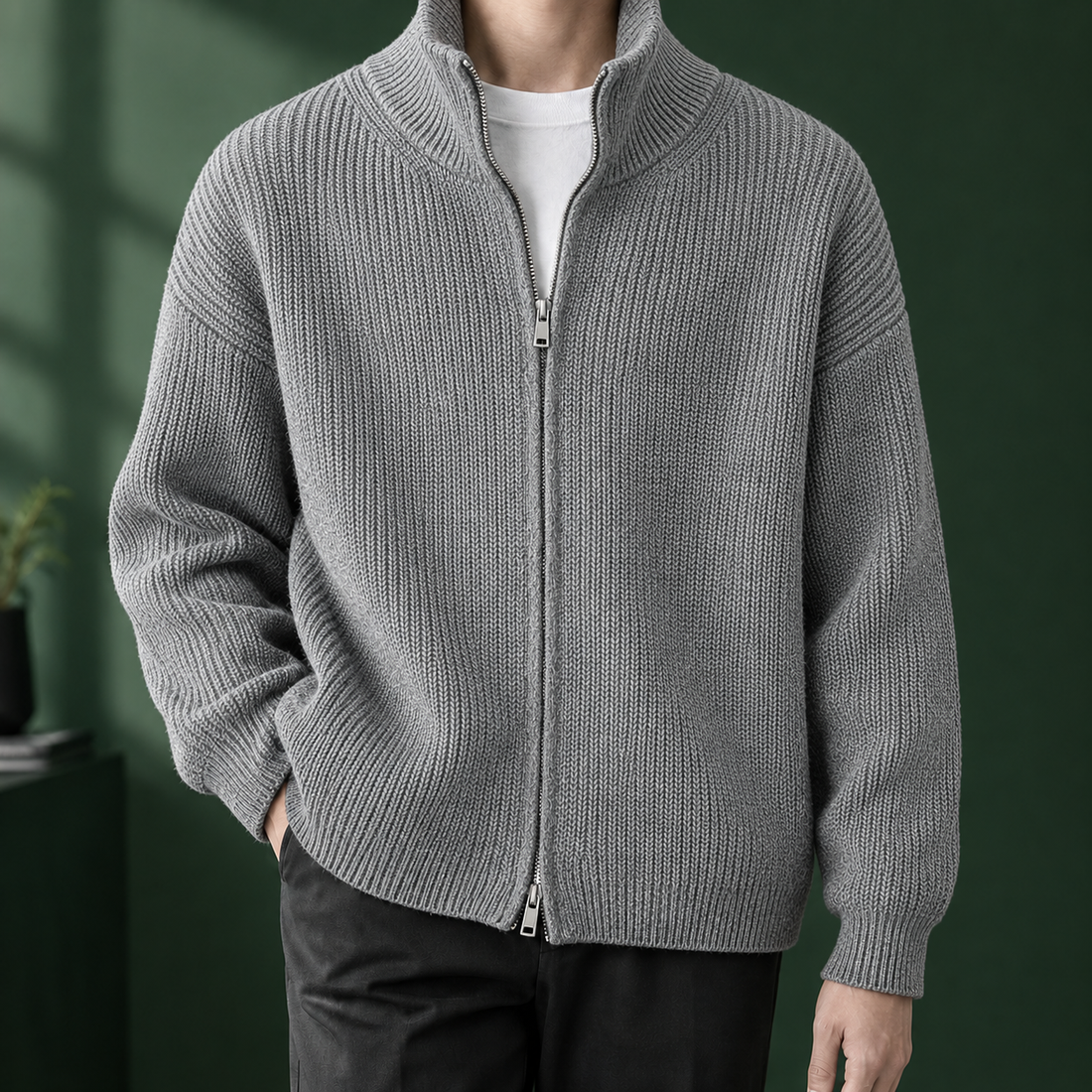 Emeric Ribbed Jacket - Gray