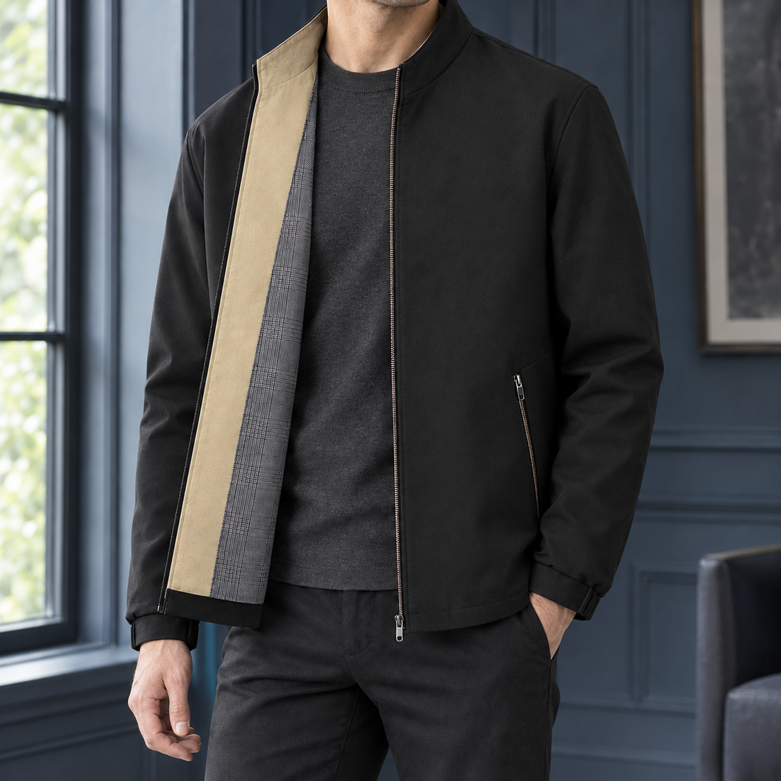 Stephen Stand Collar Jacket - Black