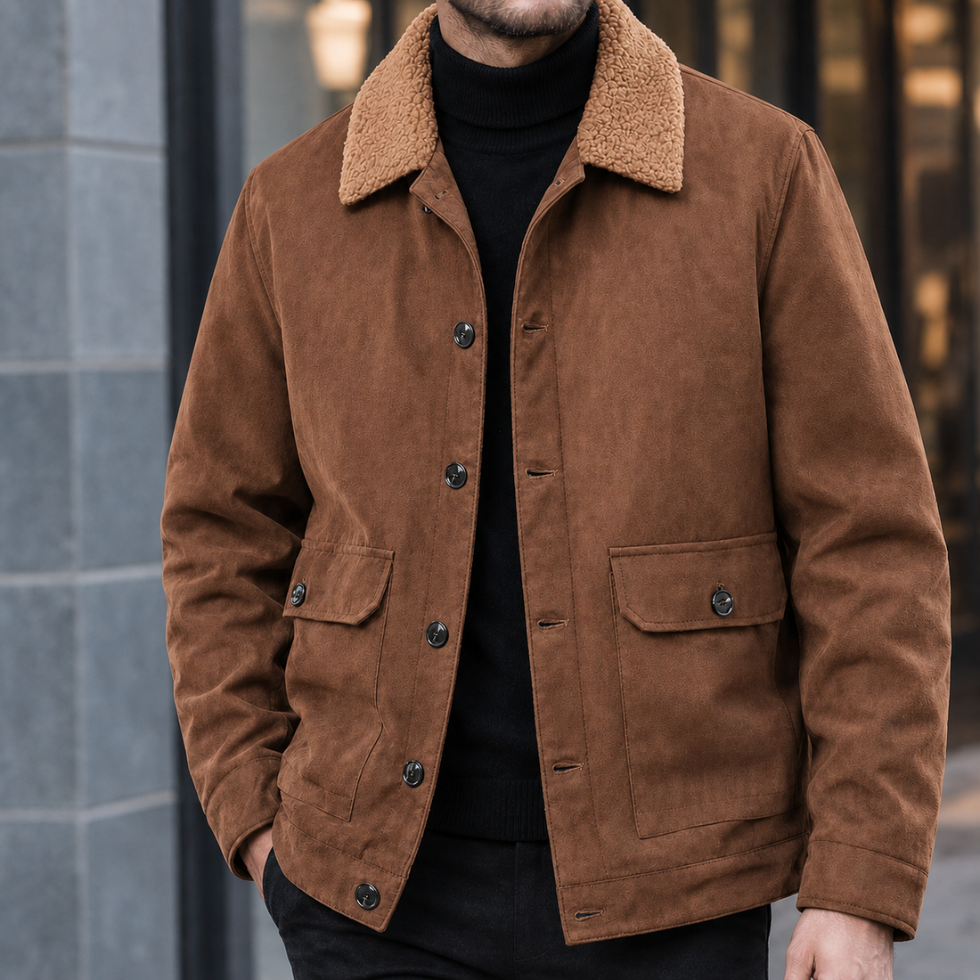 Felix-Flynn Fleece Collar Jacket - Brown