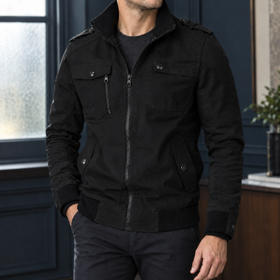 Romain Utility Jacket - Black