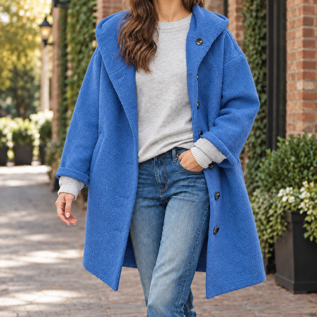 Anouska Hooded Coat - Blue