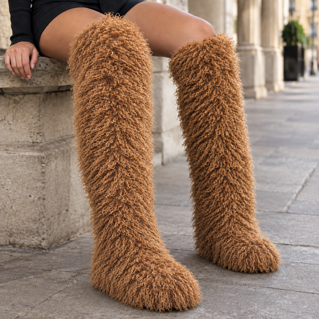 Bembo Shaggy Boots - Brown