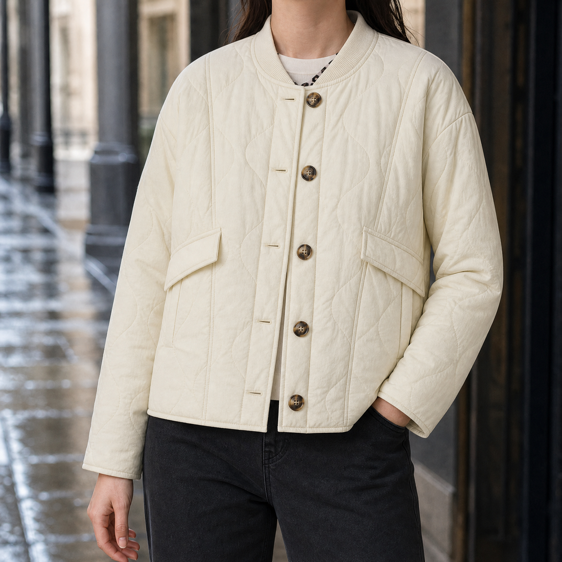 Sadie-Jane Quilted Jacket - Cream White