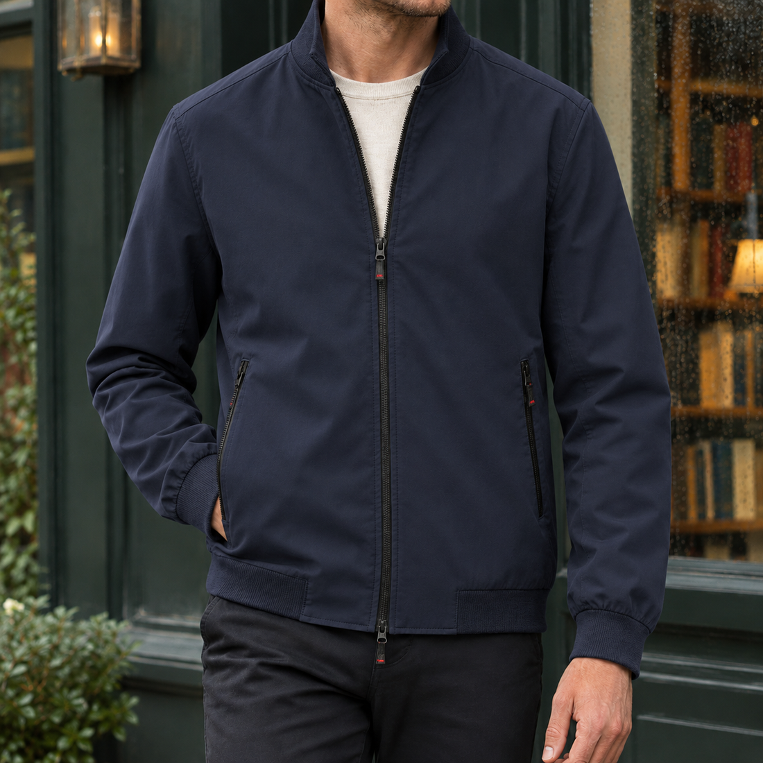 Adam Stand Collar Jacket - Navy Blue