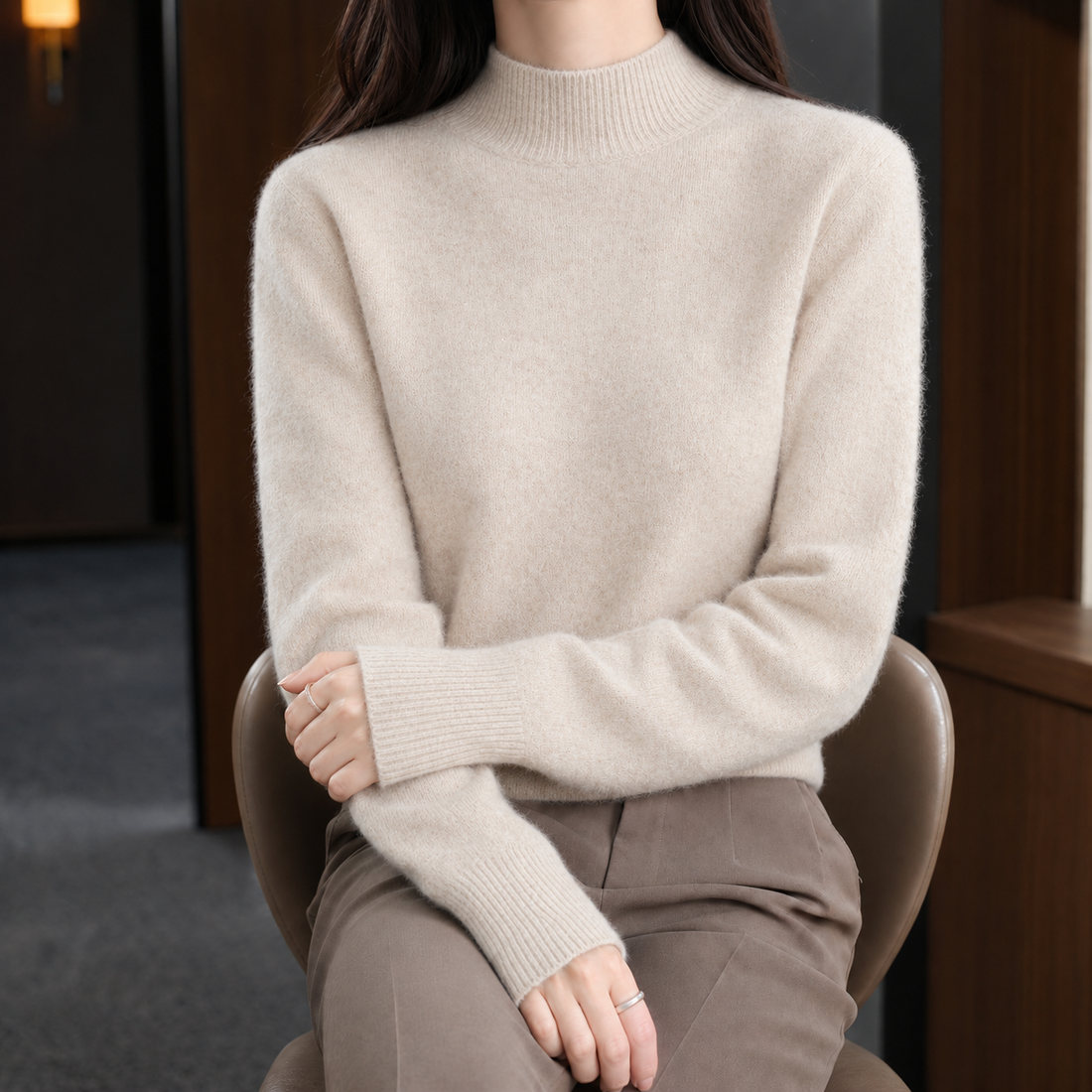 Lucinda-Mae Cashmere Turtleneck - Beige
