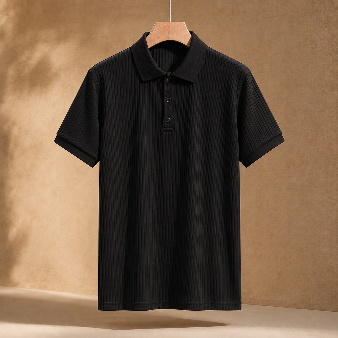Ignatius Ribbed Polo - Black