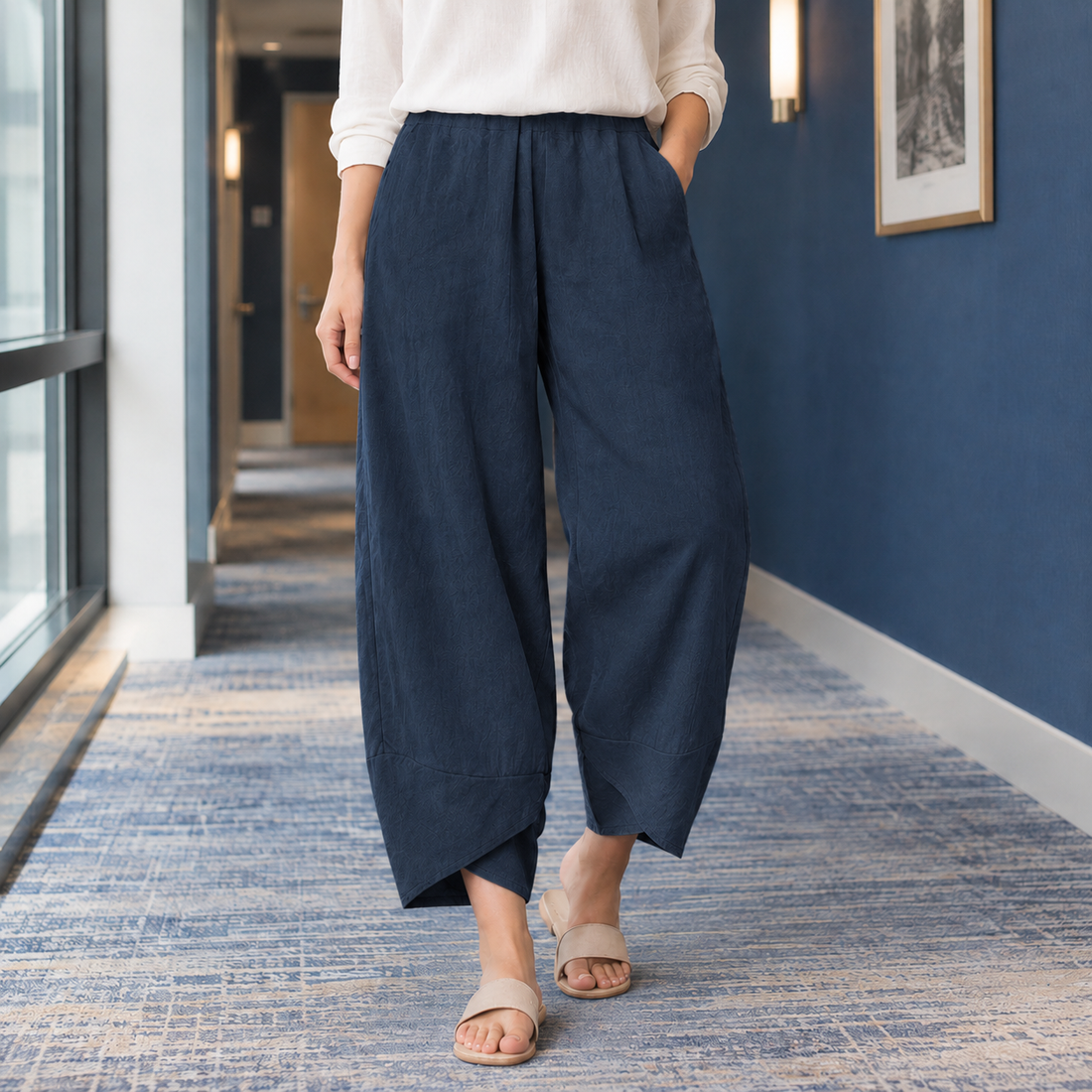 Heloise Relaxed Pants - Navy Blue