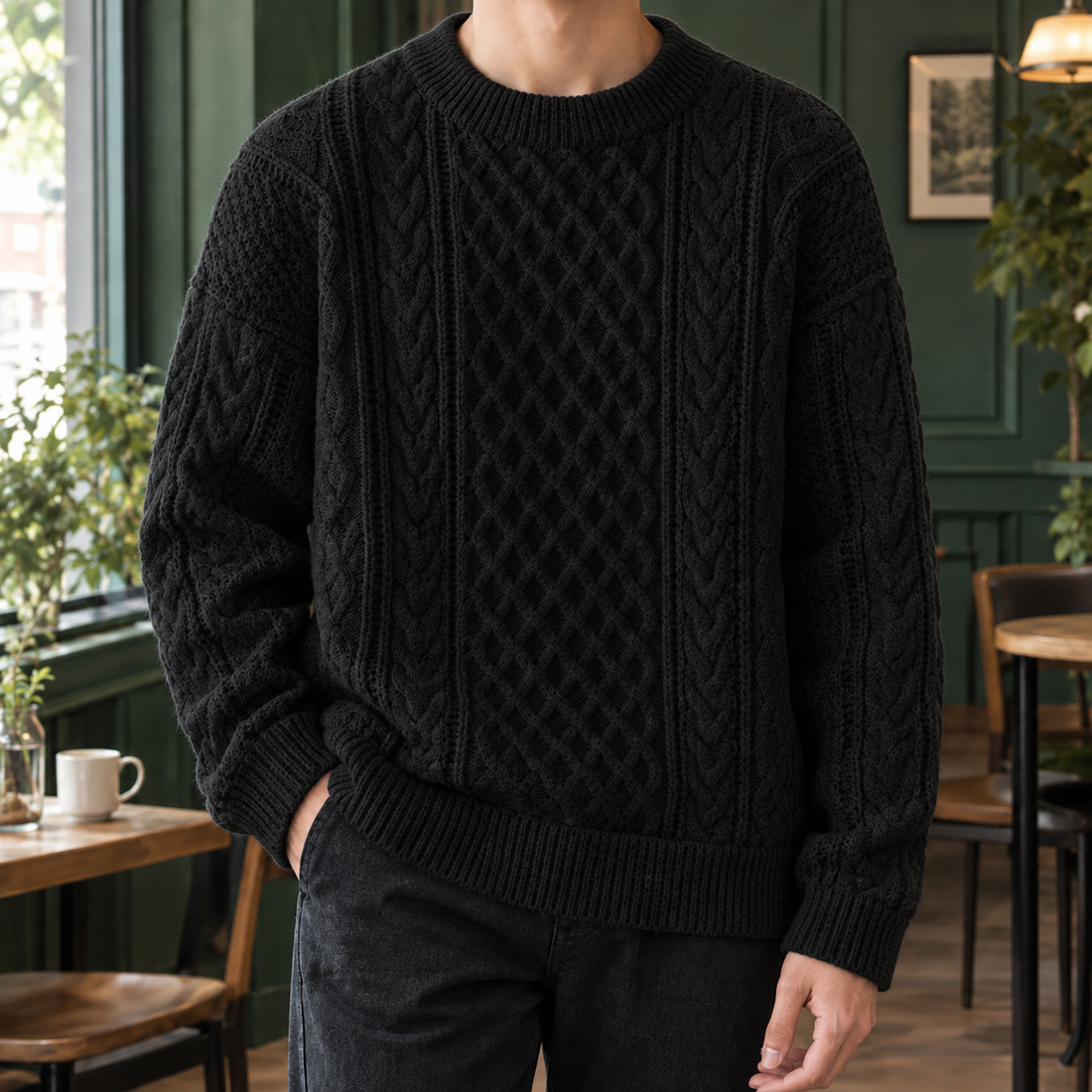 Zephyrin Cable Knit Sweater - Black