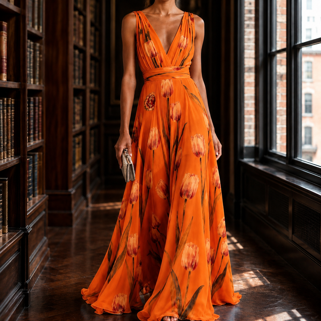 Ramona-Eve Tulip Maxi Dress - Orange