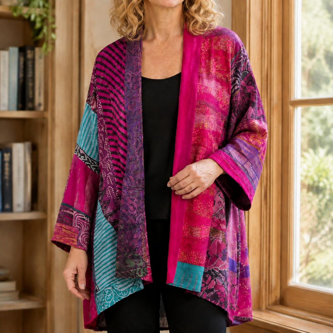 Fenna Patchwork Cardigan - Pink