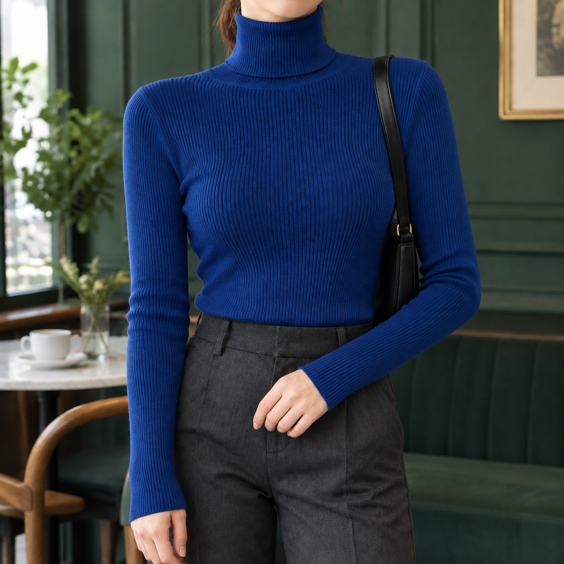 Sidonie Ribbed Turtleneck - Sapphire Blue