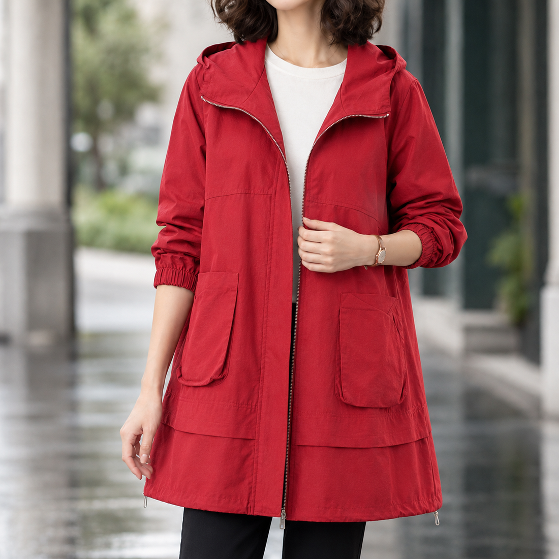Paloma-Rose Hooded Coat - Red