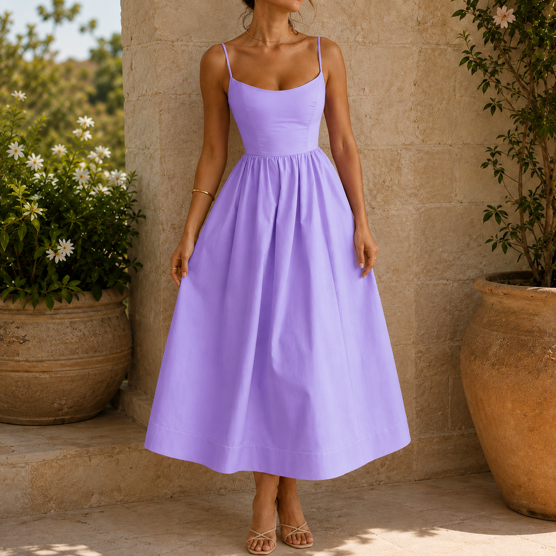 Bianca-Jane Scoop Neck Dress - Purple