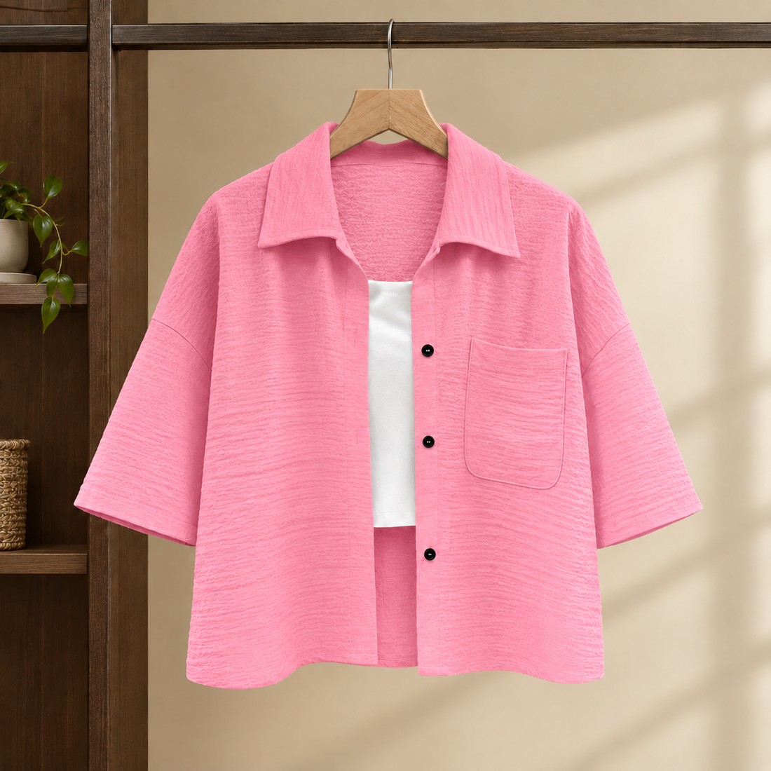 Gwendolen Crinkle Shirt - Pink
