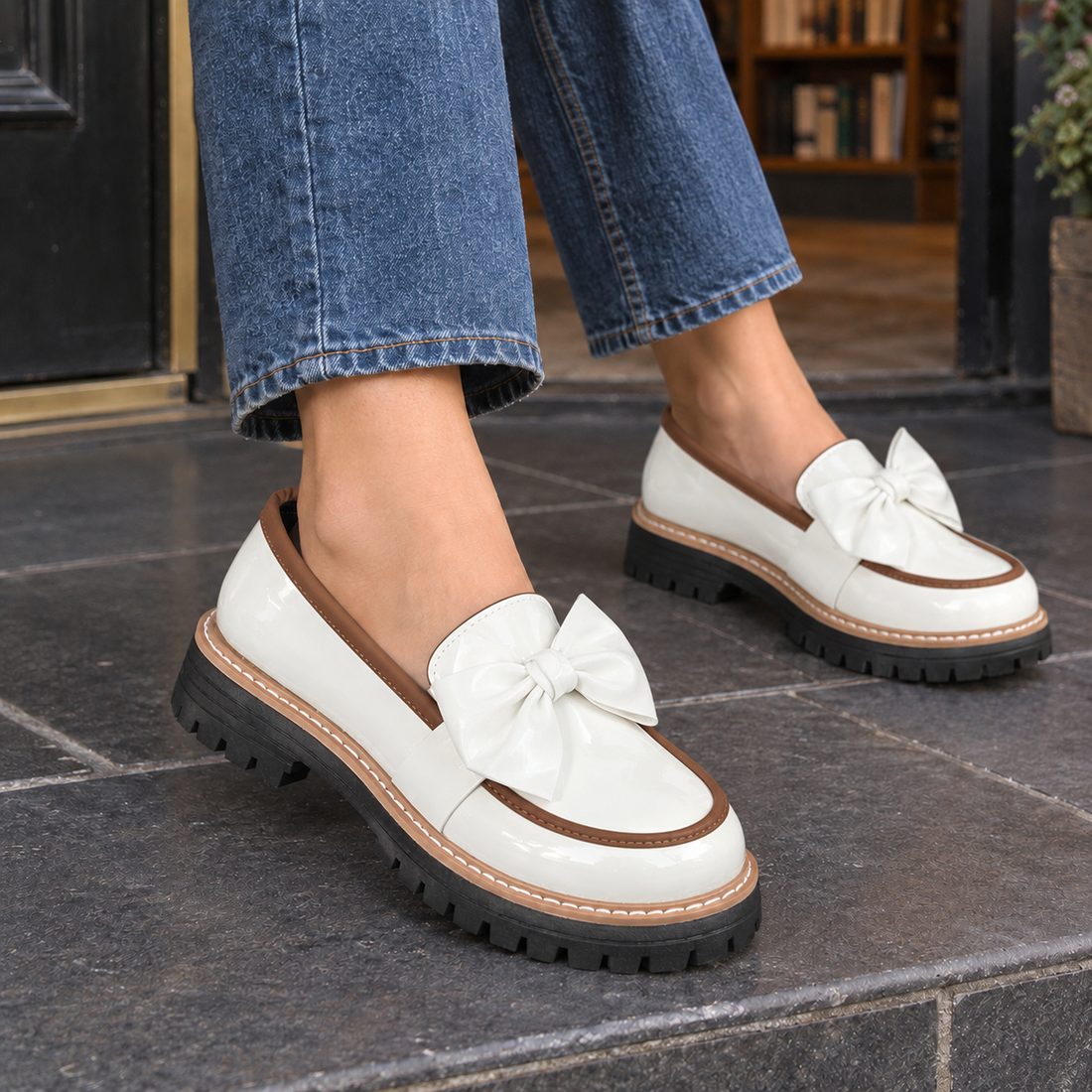 Cardini Bow Loafers - White