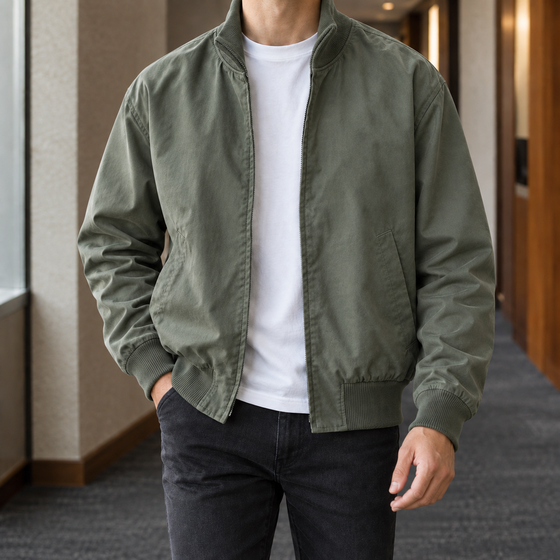 Anselm Bomber Jacket - Military Green