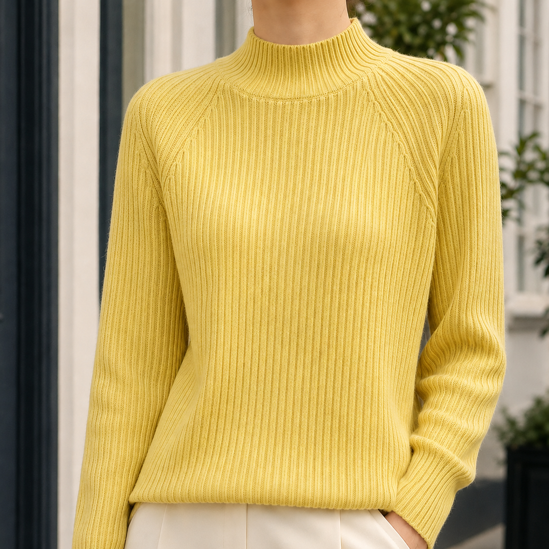 Talia Ribbed Sweater - Yellow