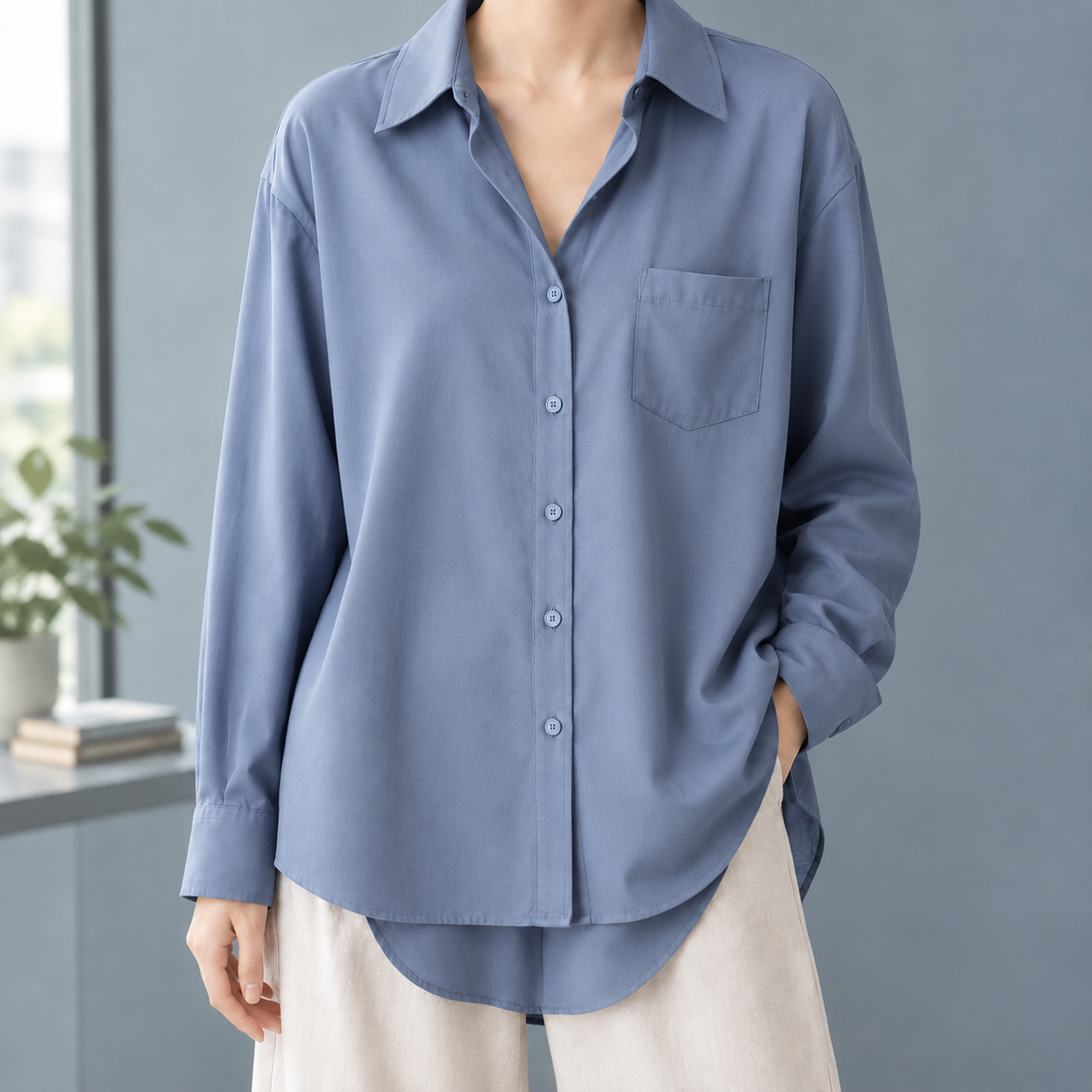 Ernestine Relaxed Blouse - Temperament Blue