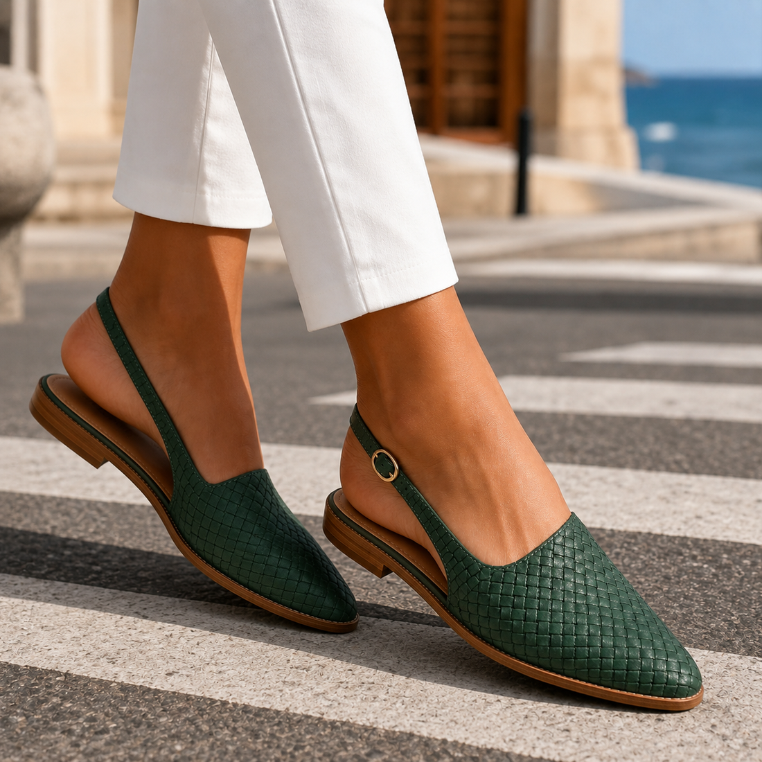 Valencia Woven Slingbacks - Green