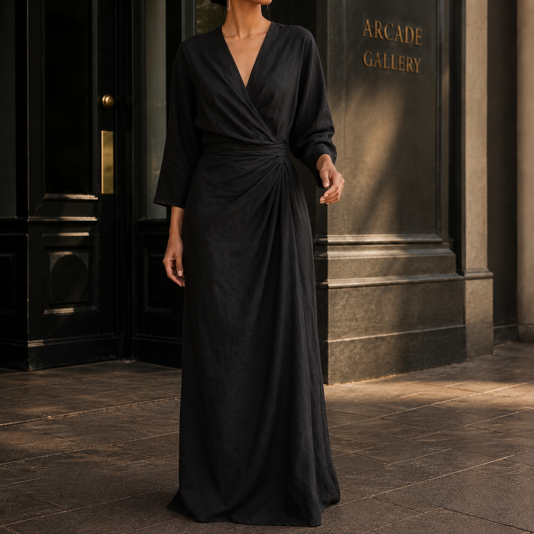 Valentina-Louise Wrap Maxi Dress - Black