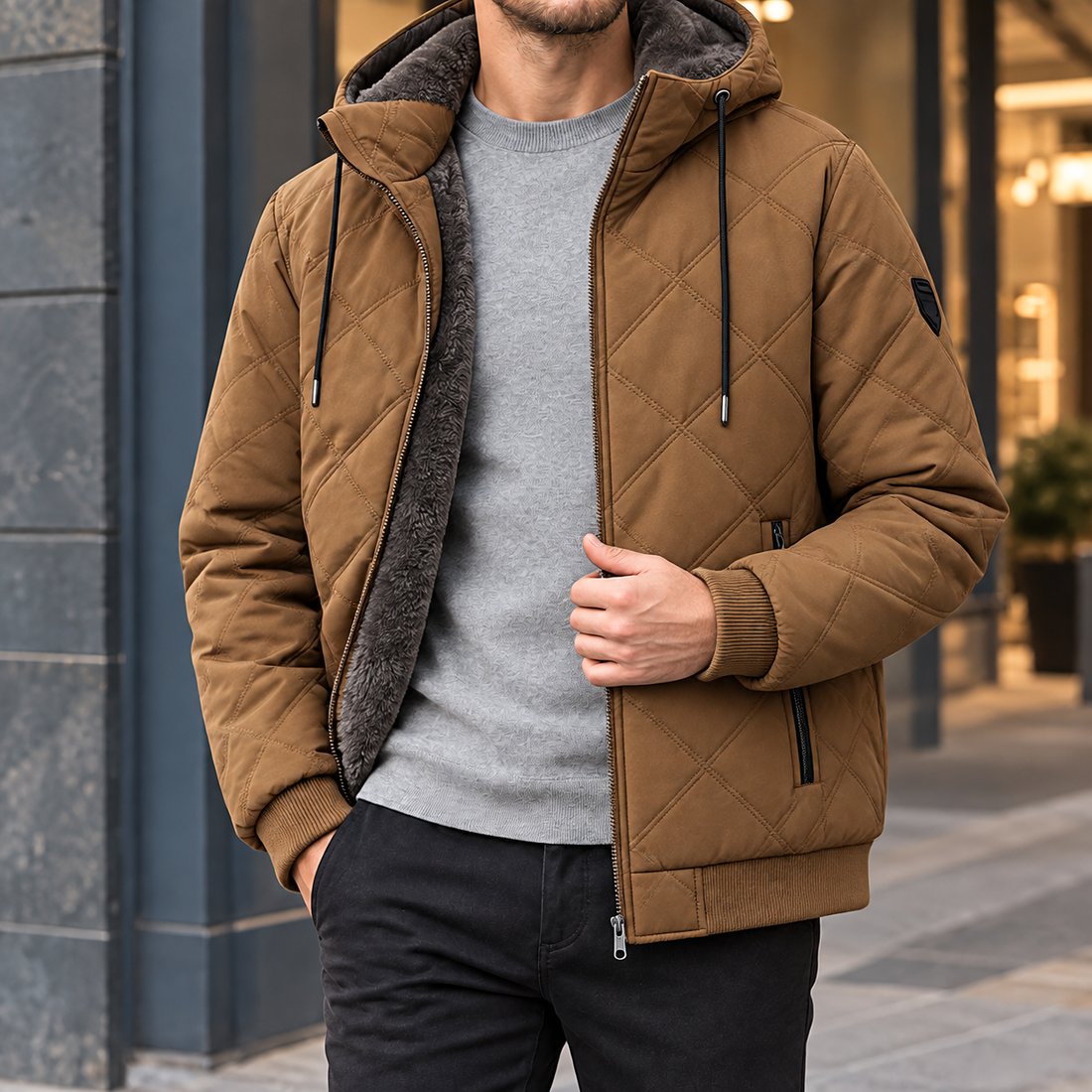 Keith Quilted Jacket - Caramel Brown