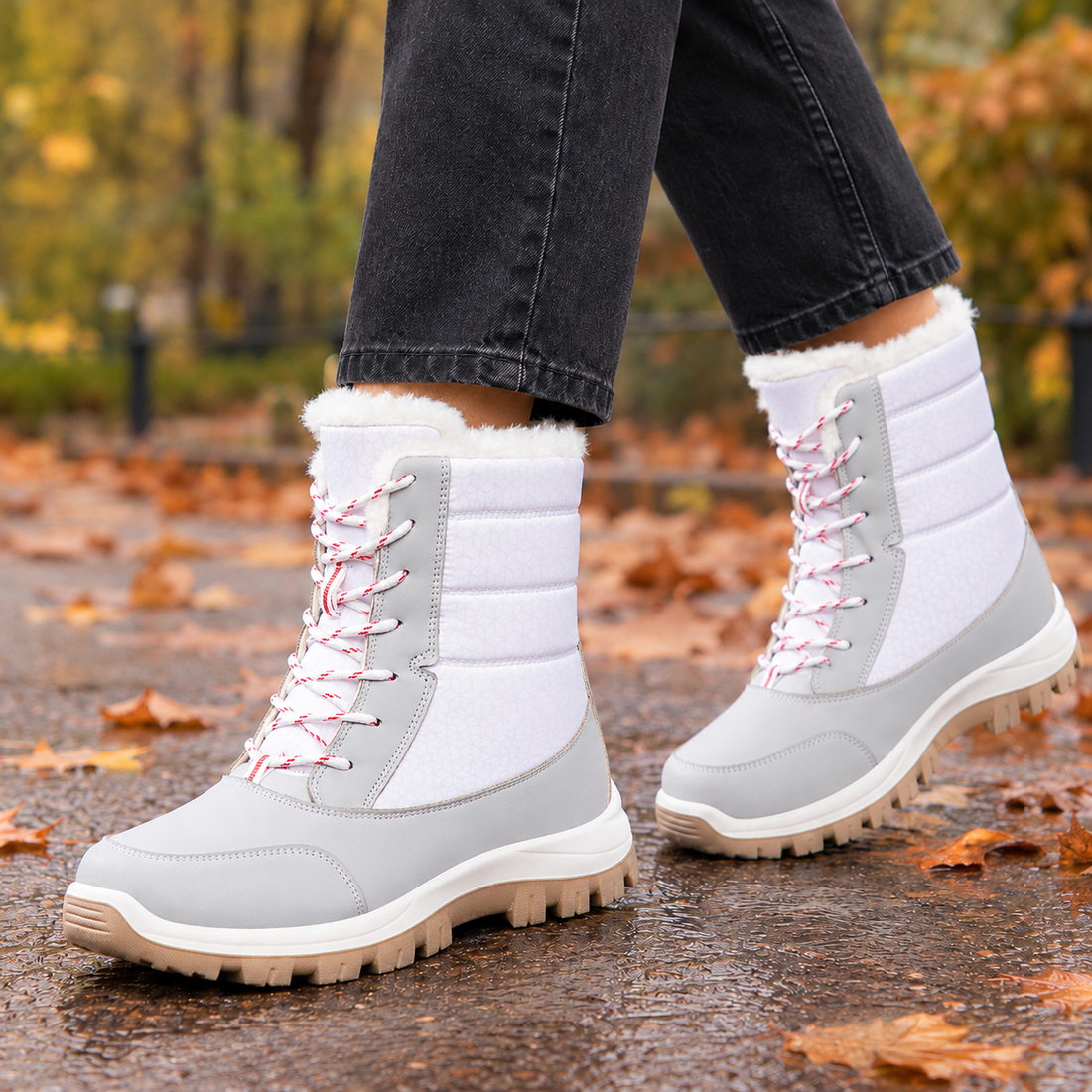Casentino Fleece Lined Snow Boots - White