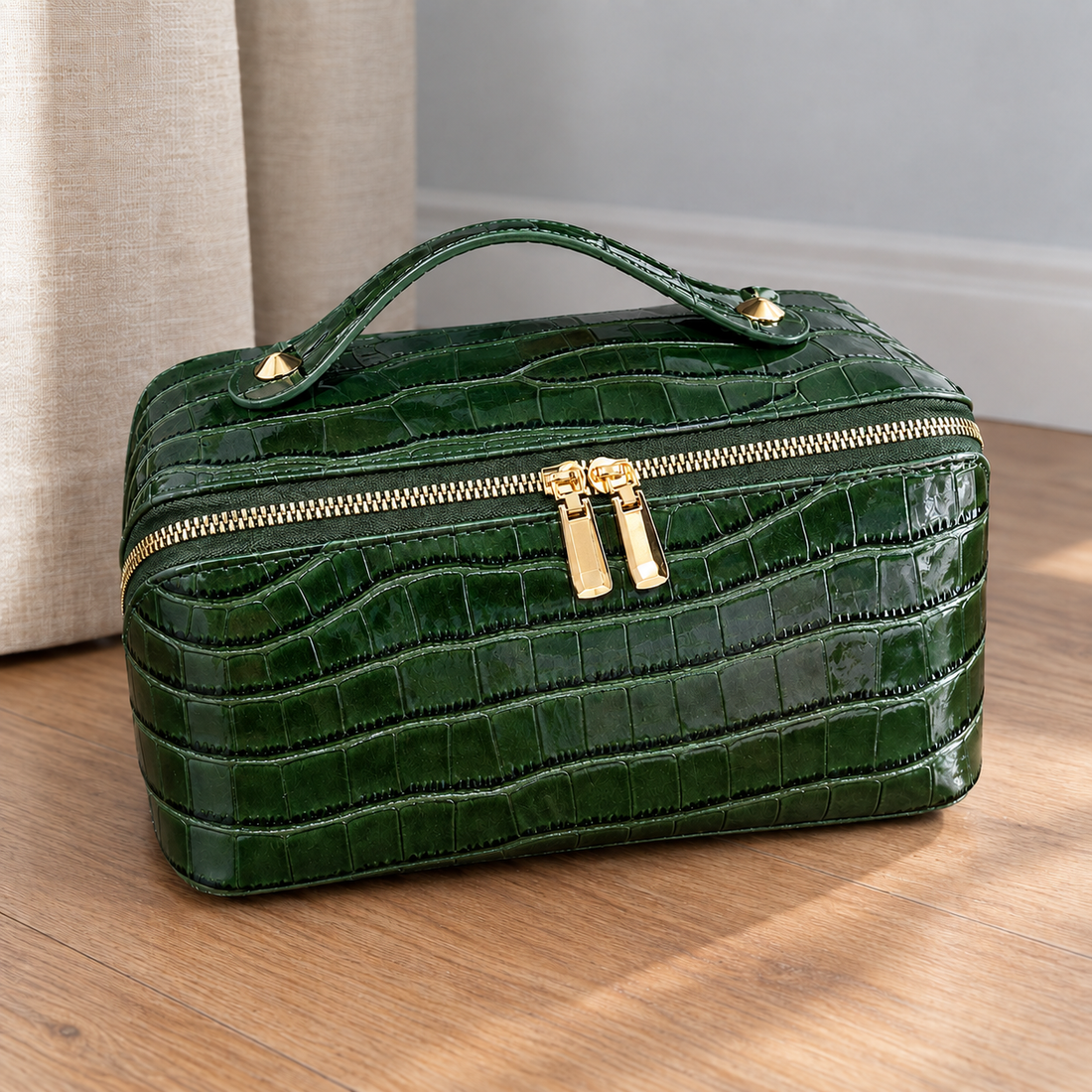 Fermo Croc Cosmetic Bag - Green