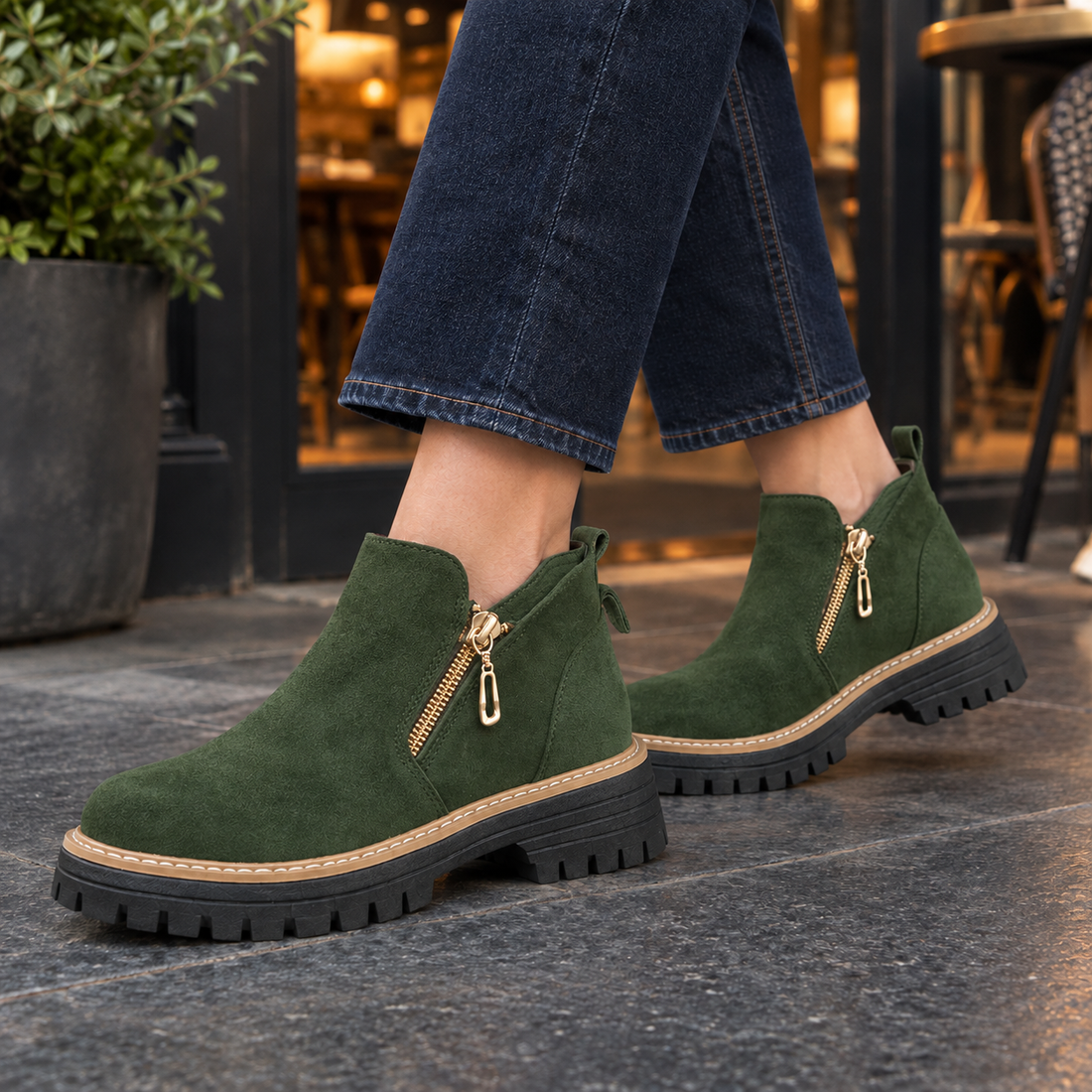 Bellucci Suede Ankle Boots - Green