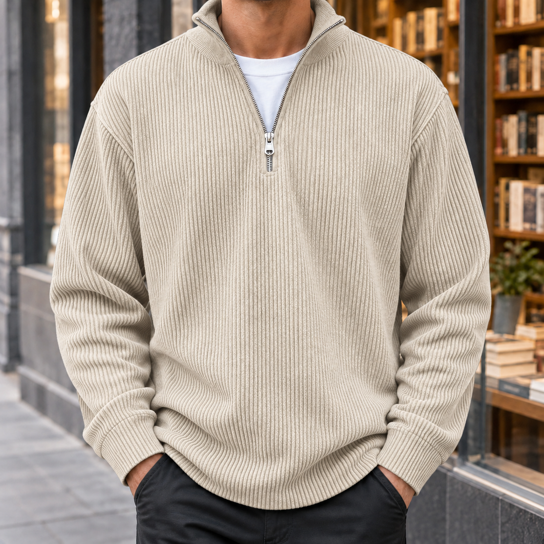 Elliot Quarter Zip Pullover - Khaki